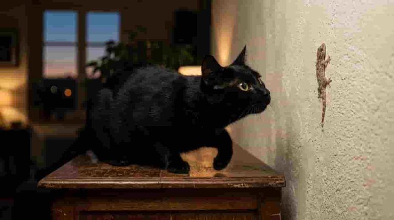cat hunting geckos