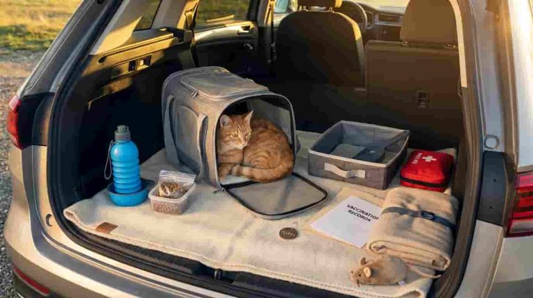 Cat travel by road