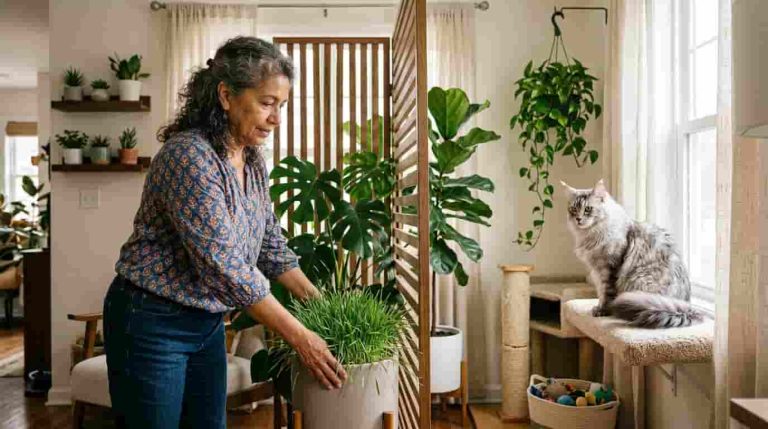cat-plant-nibbling-houseplant-training