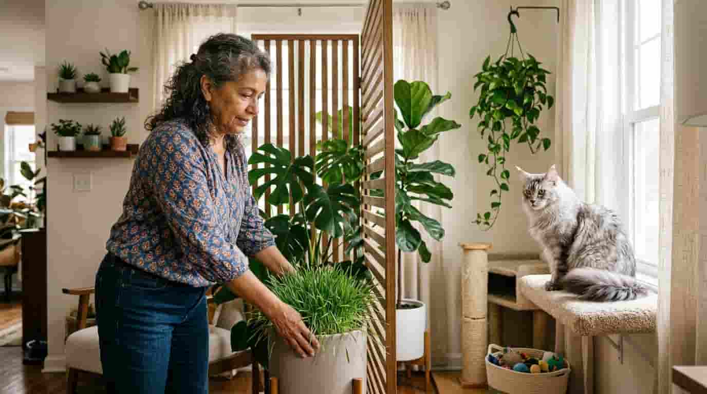 cat-plant-nibbling-houseplant-training