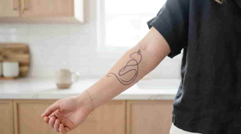 A large, abstract shape on your inner forearm.