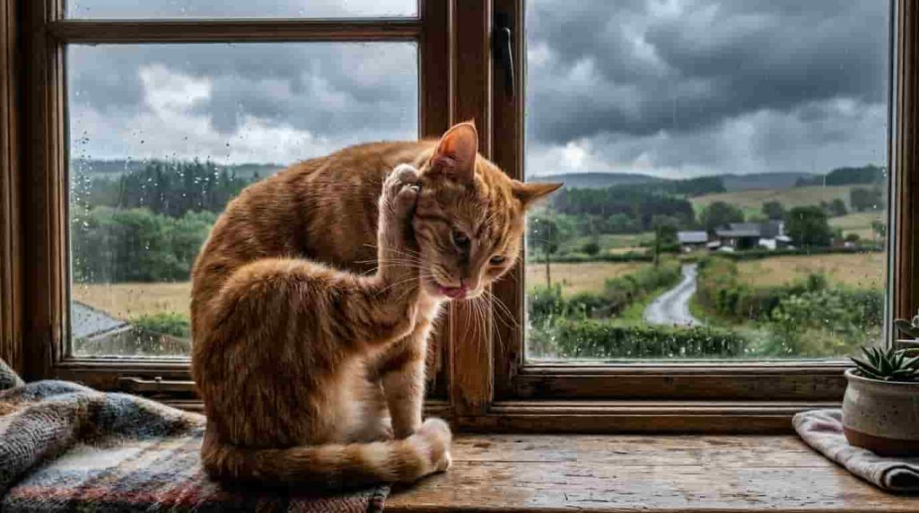 Strange Cat Superstitions Claim Washing Ears Predicts Rain