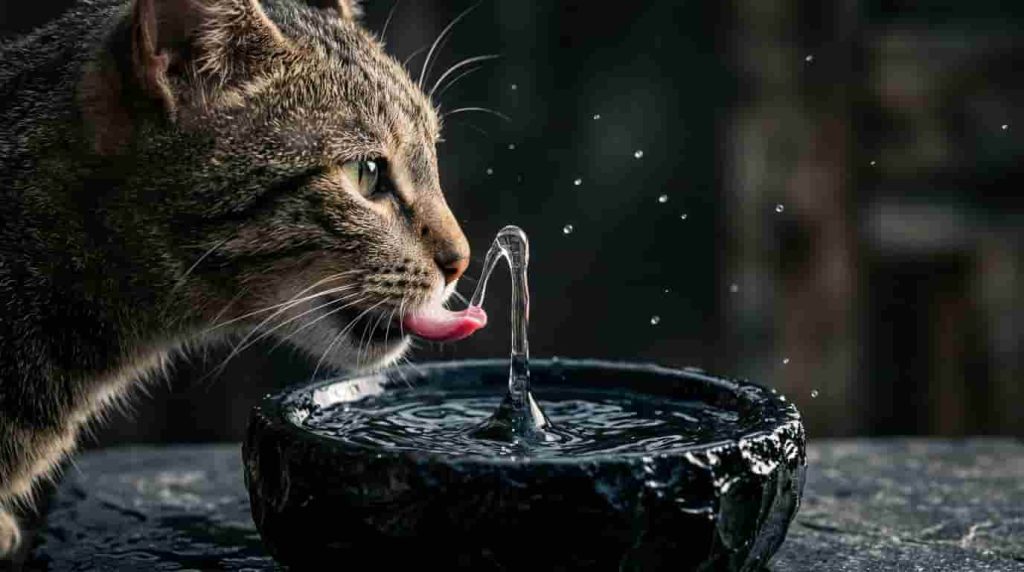 Cat Drinking Liquids Using Inertia Instead Of Scooping