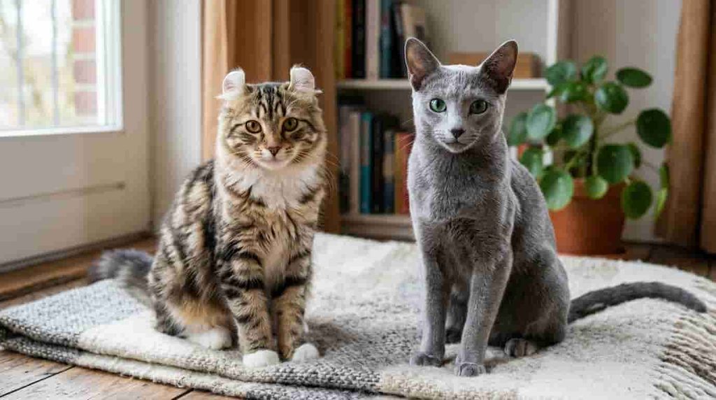 American Curl vs Russian Blue