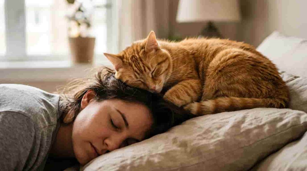 Why Does My Cat Sleep on My Head and Purr?