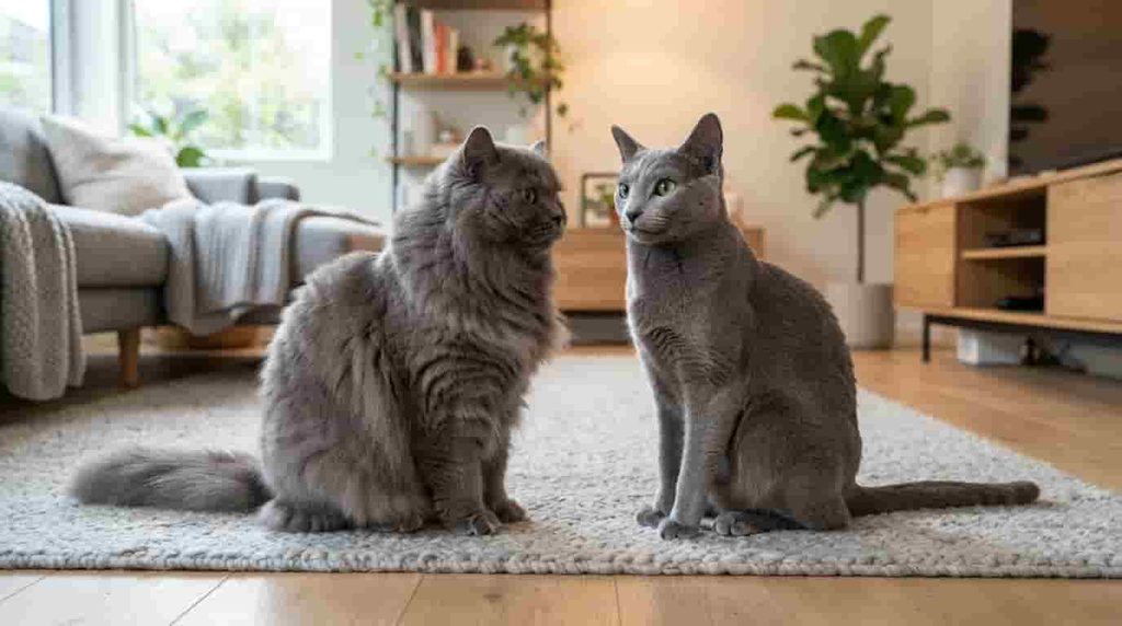 British Longhair vs Russian Blue